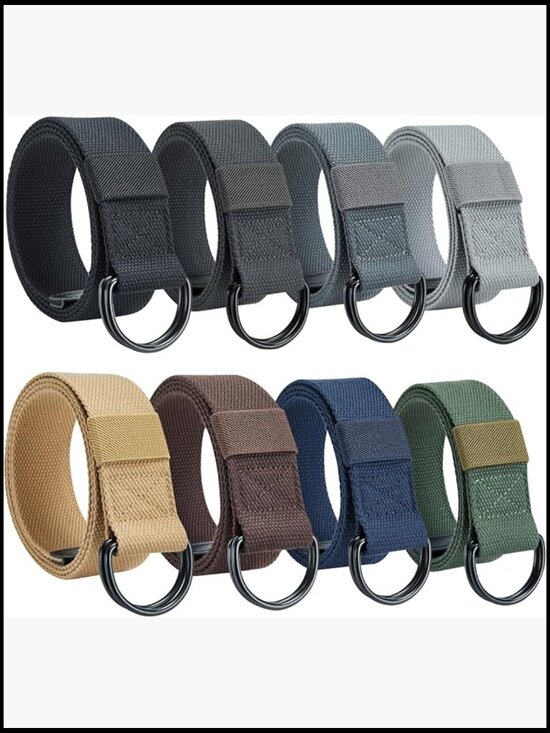 Canvas Casual Belt with Zinc Alloy Double D-Ring Buckle main image 4